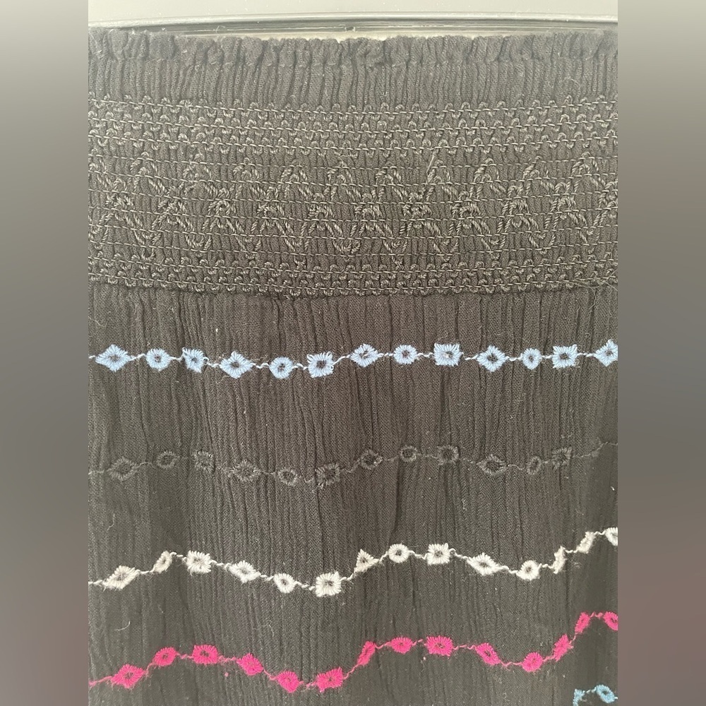 Superdry women's lined black/multicolored lightweight Sara smocked skirt;size 12 - Picture 5 of 9